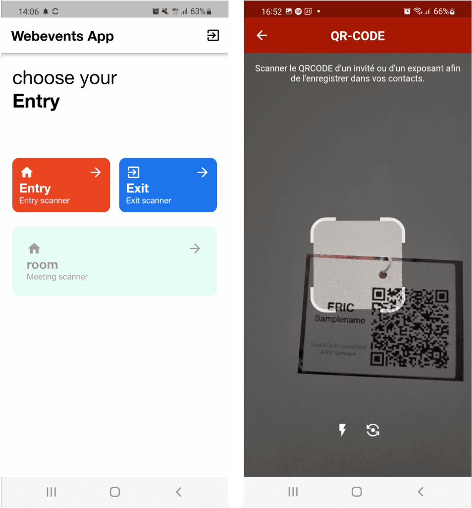 Application mobile de scan badges