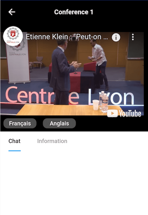 Conférence en streaming application mobile visiteurs