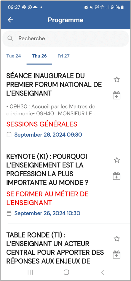 Programme application mobile visiteurs